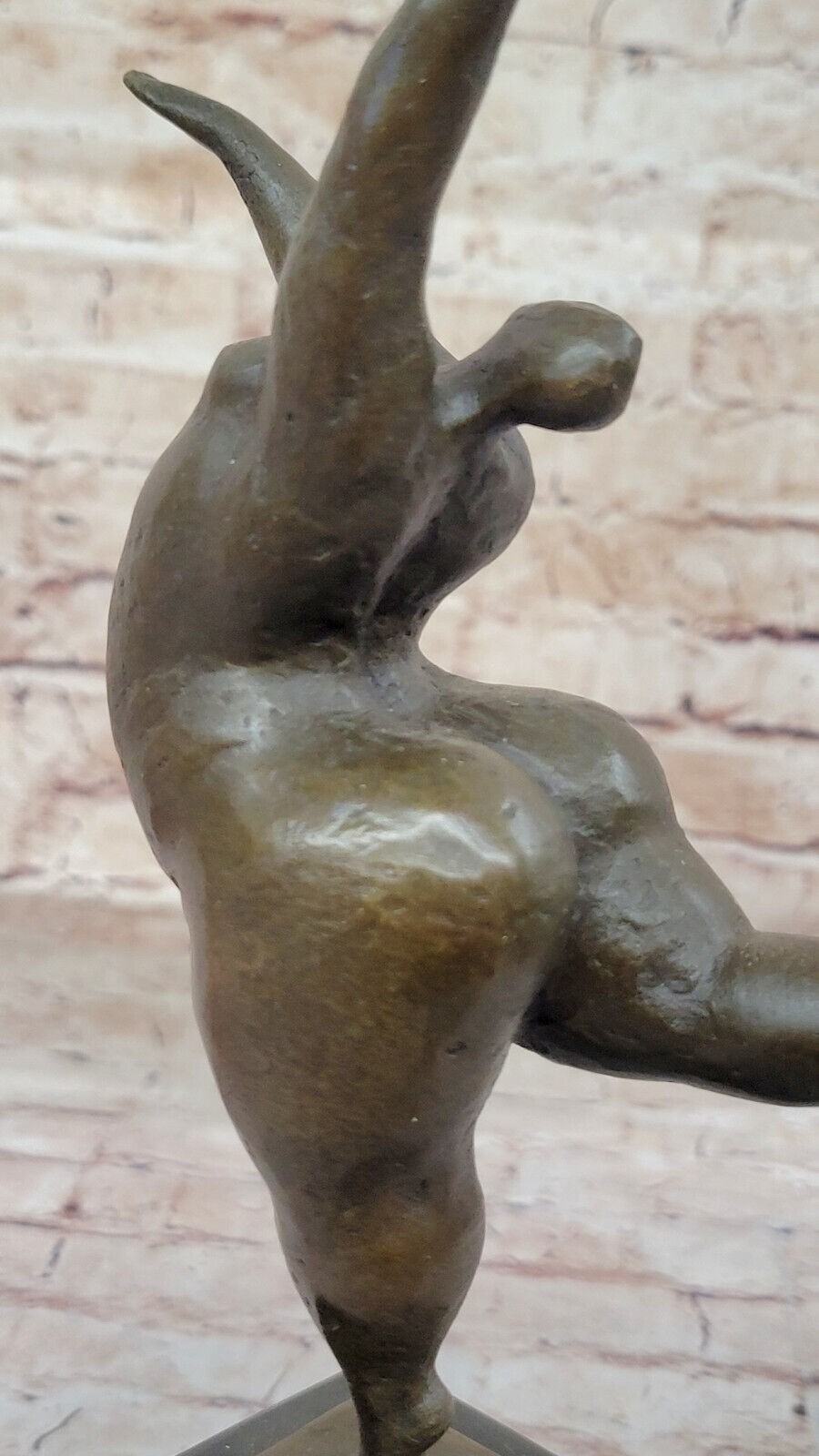 VINTAGE ABSTRACT MODERN ART CAST BRONZE STATUE MARBLE BASE FIGURINE FIGURE DECOR