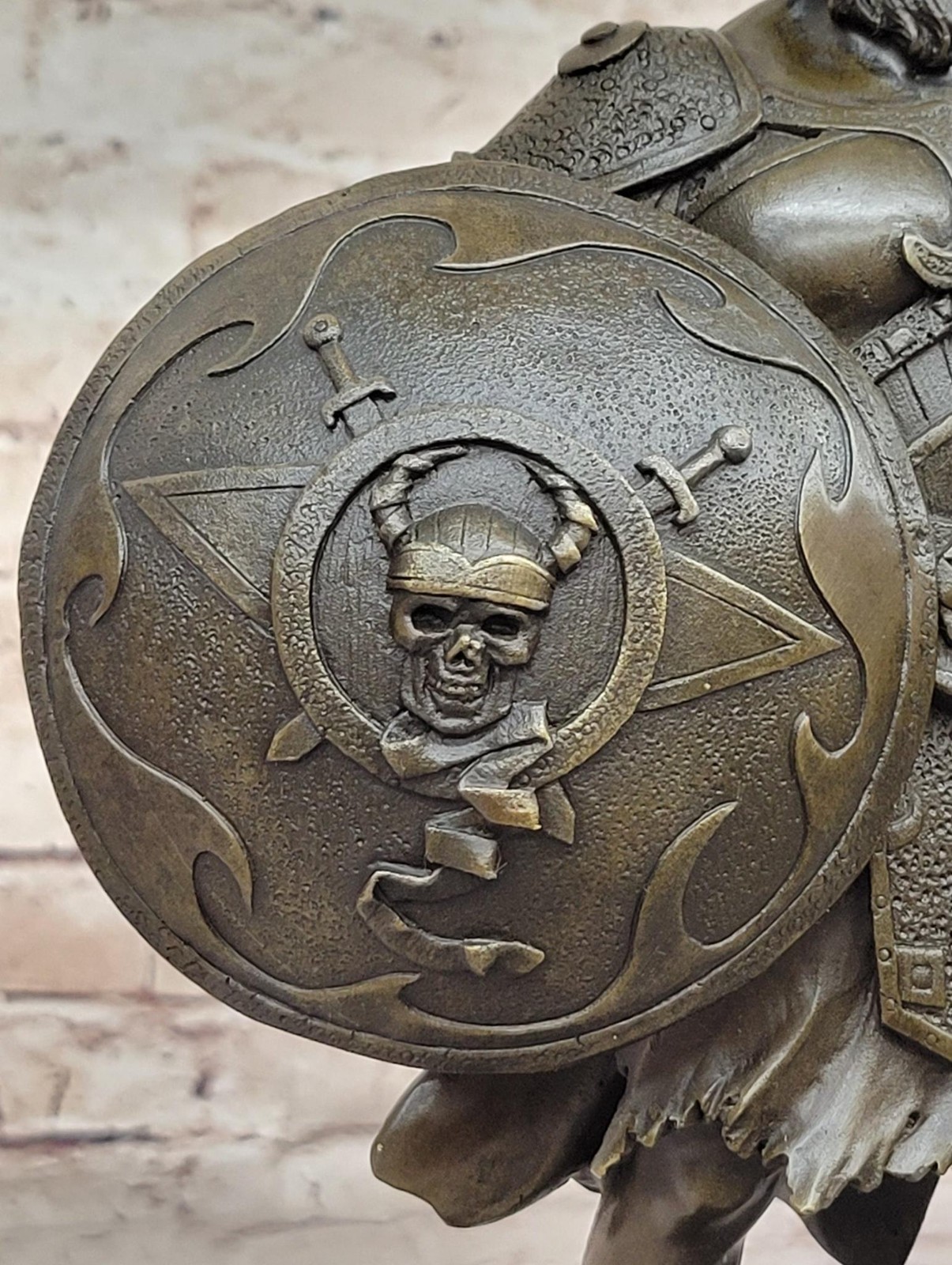 Fantasy Viking Warrior w/ Horned Helmet – Bronze Sculpture Statue Original Art