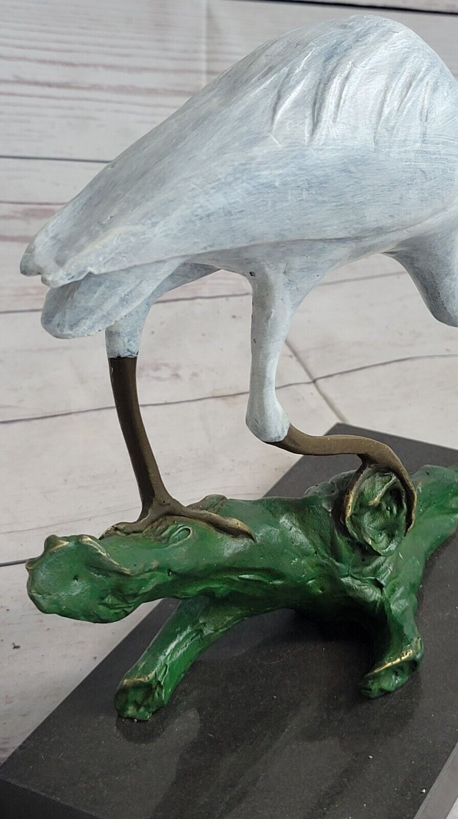 Signed Original Milo Crane Bird Bronze Art Deco Sculpture Statue Figurine Figure