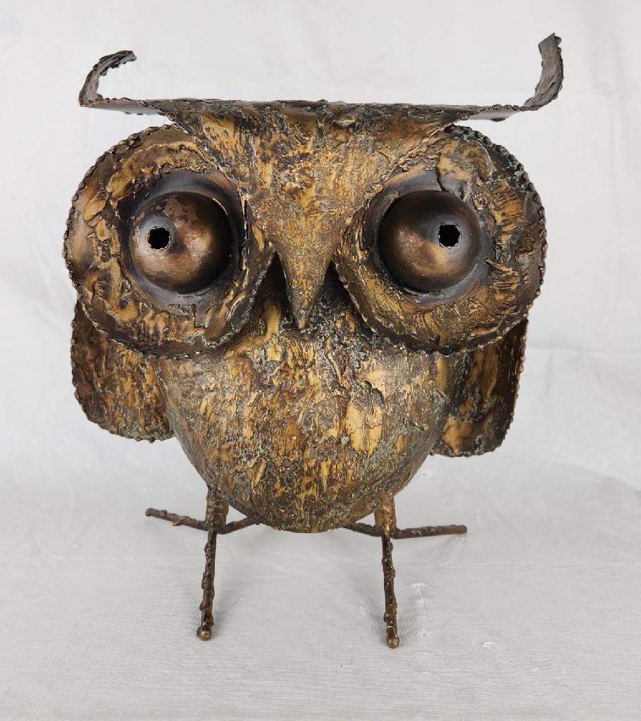 Curtis Jere Signed MCM 1967 Brutalist Owl Sculpture 12.5&Prime; X 12.5&Prime;