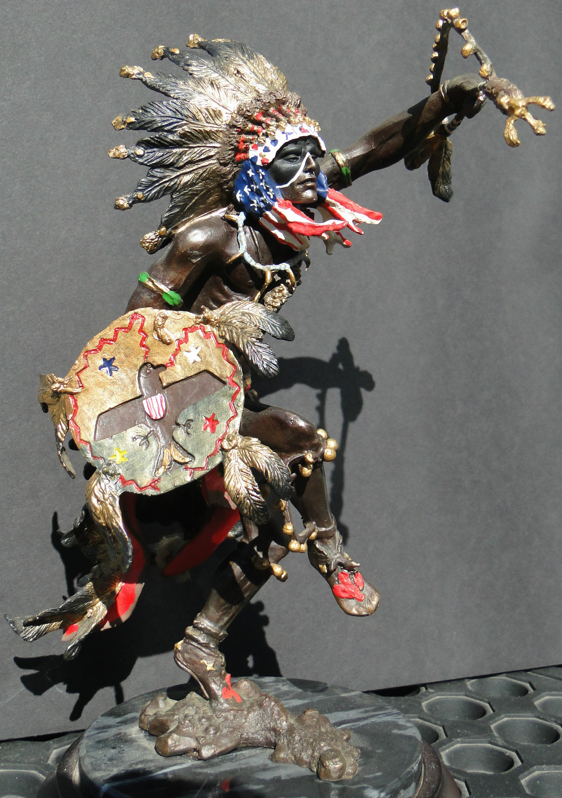 INDIAN CHIEF Bronze Sculpture Statue Art Warrior Spirit American Native Figure