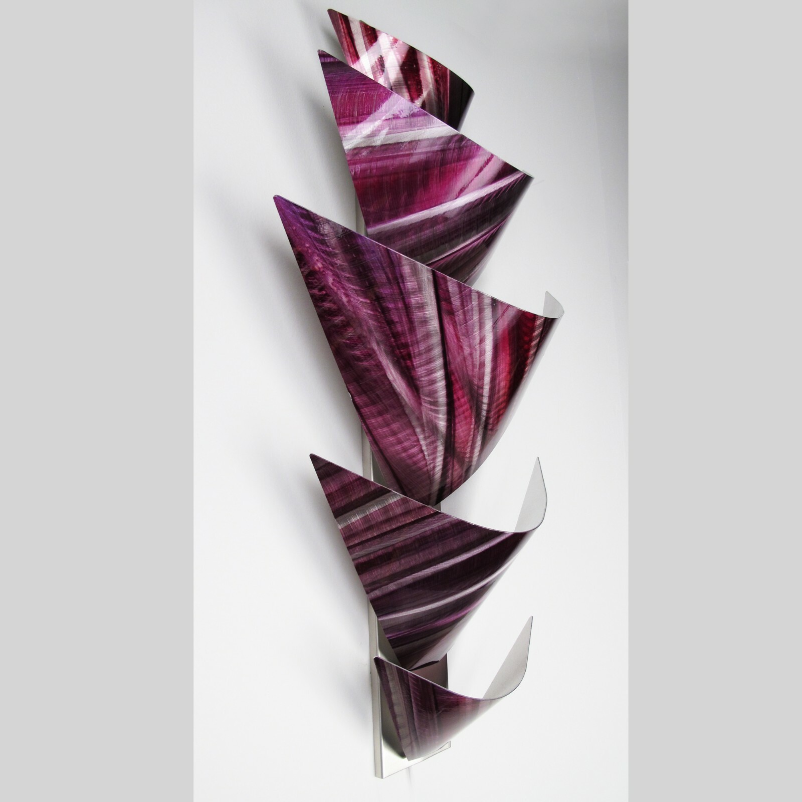 Metal Wall Art Torchiere Lamp Sculpture Home Decor Purple Modern Abstract LED