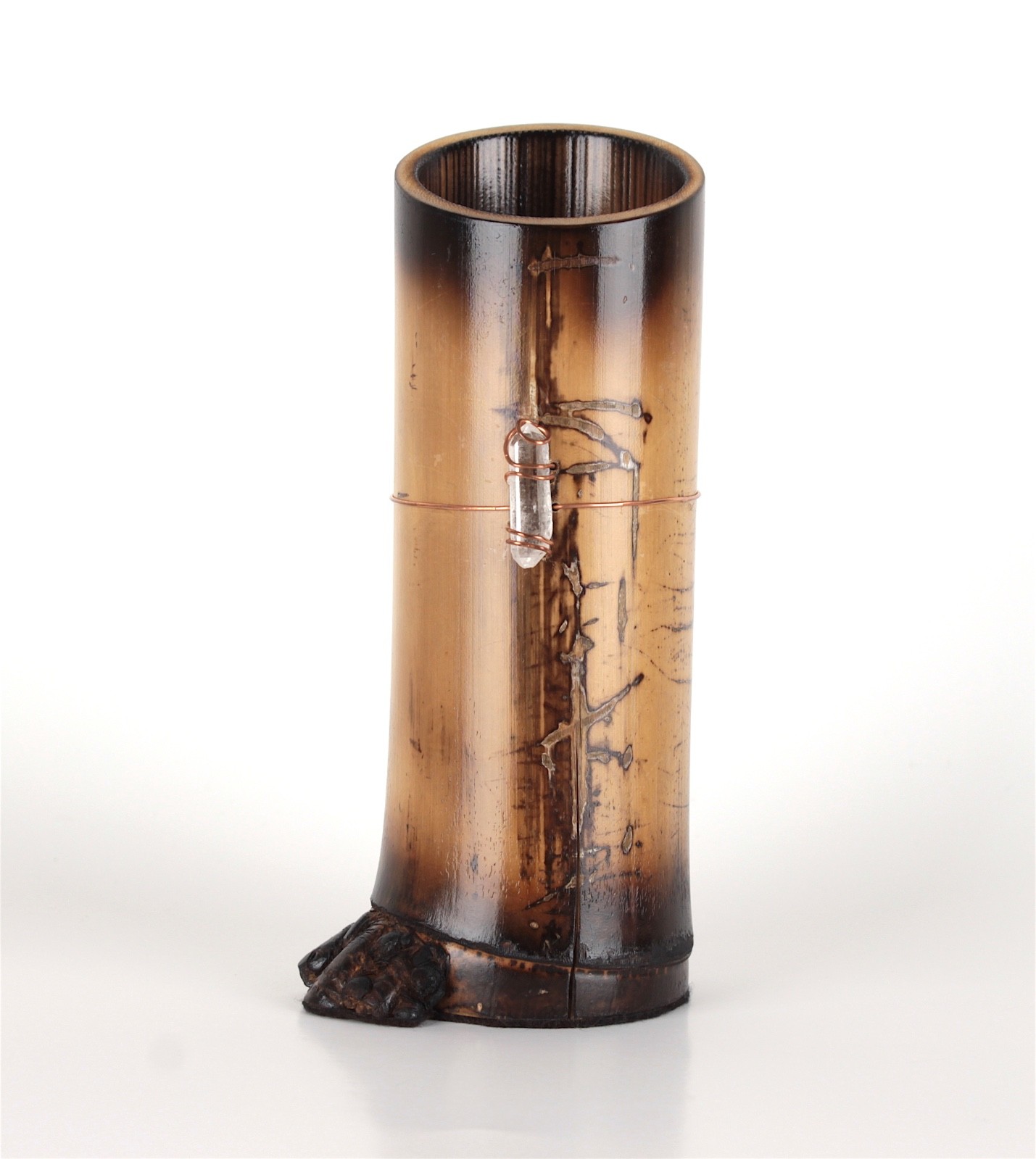Handcrafted Quartz Crystal Bamboo Sculpture Vessel « Ravens Nest » Nature Inspired