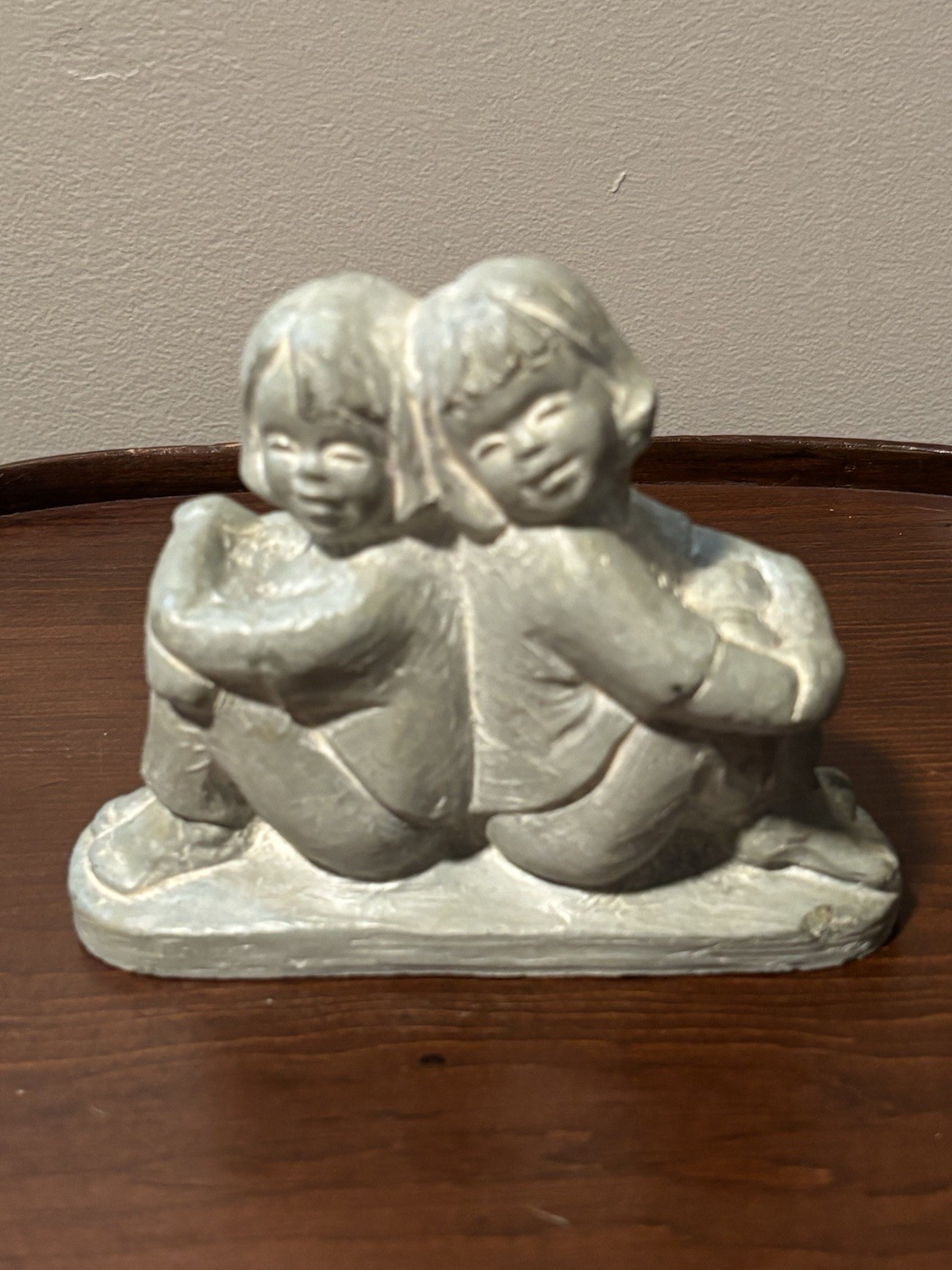 Vintage Isabel Bloom 2002 Art Sculpture Girls Sisters Sitting Back To Back
