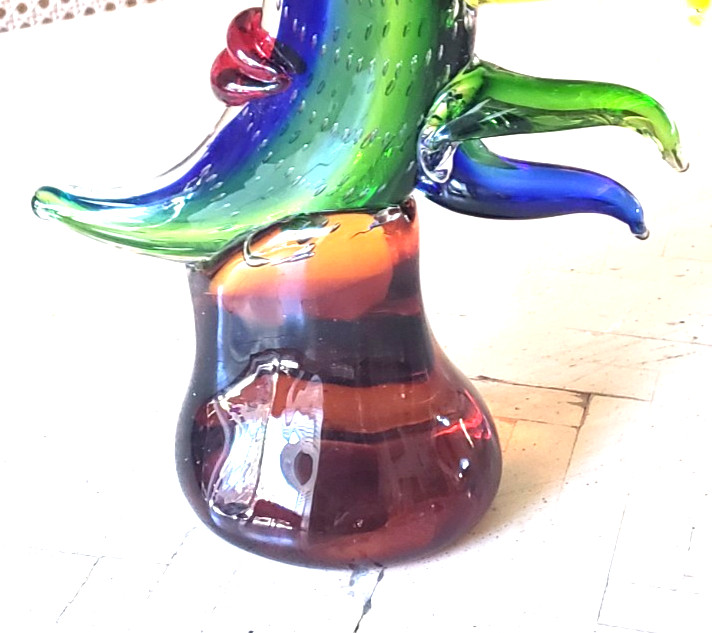 Whimsical 16&Prime; TALL MULTI COLOR MOON RAYS FACE SCULPTURE – STUDIO GLASS ART