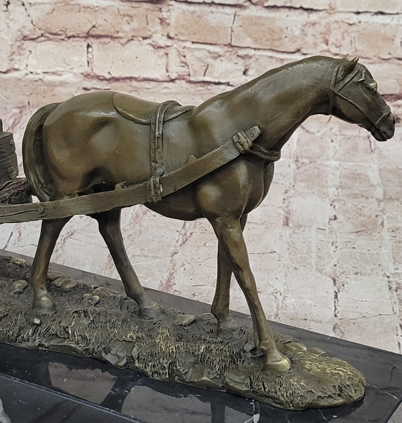 Pony Equestrian Sculpture Art Bronze Marble Statue Tang Draft Work Horse Statue