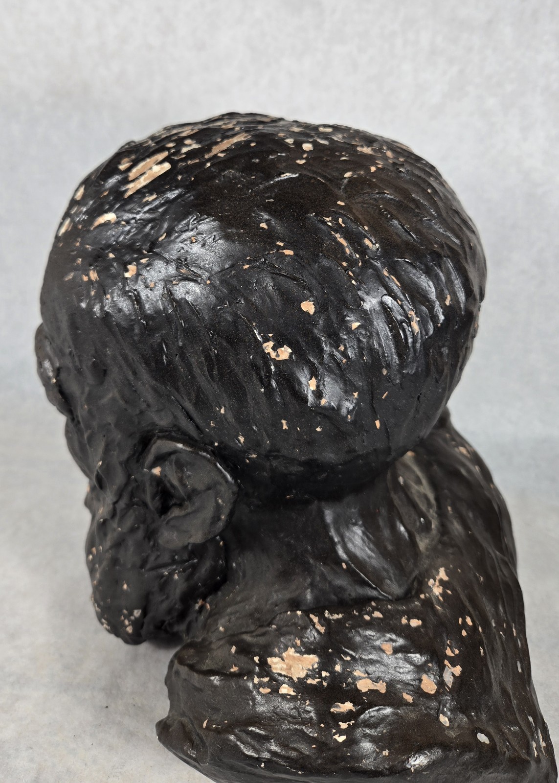 Vintage Male Bust Sculpture Painted Plaster? Decorative Statue Signed B &rsquo;67