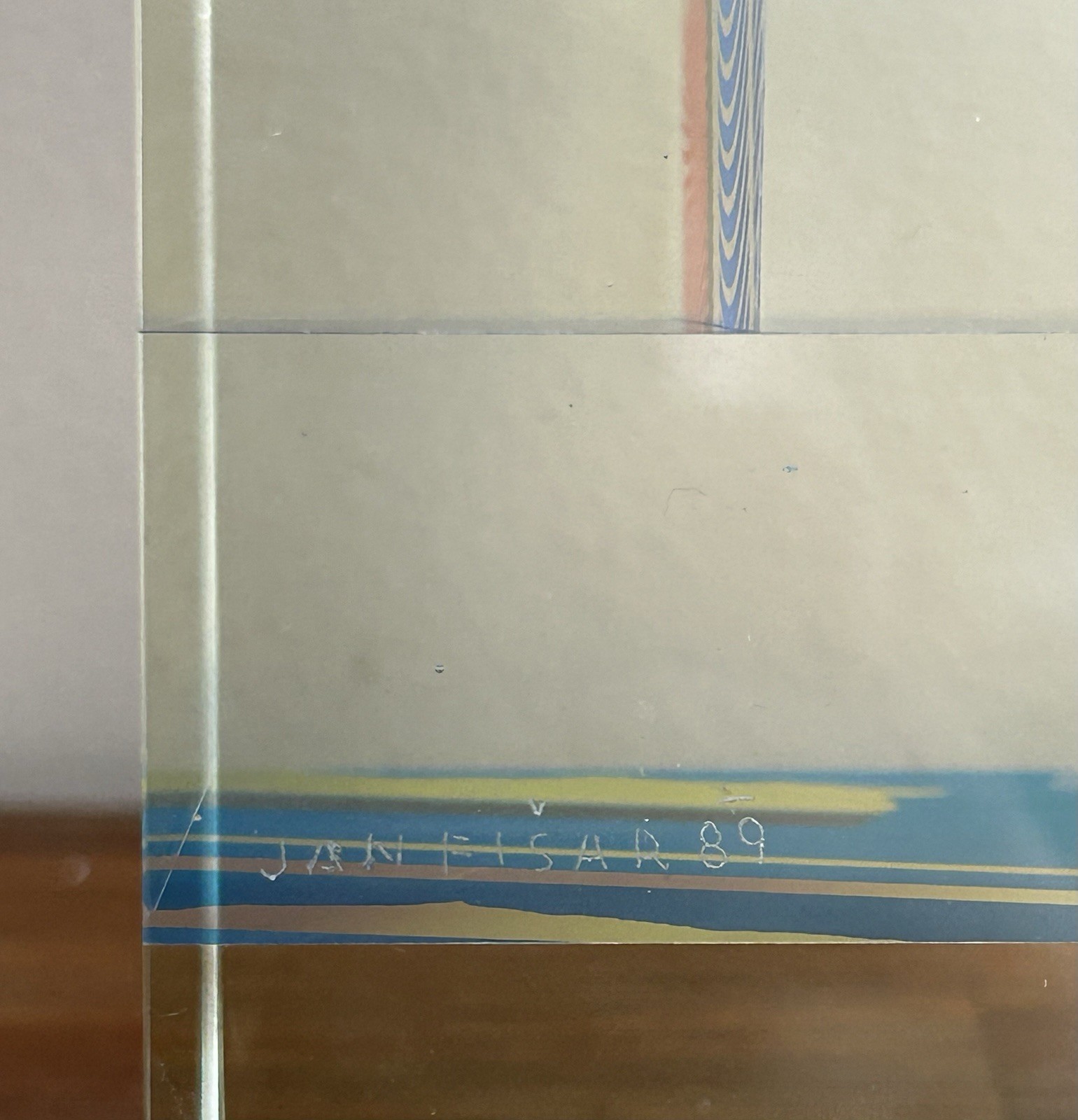 Jan Fišar (1933 – 2010) Czech Signed Art Glass Sculpture “Object” Optical Art