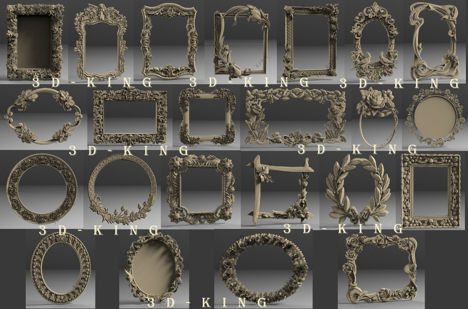 26 PCS STL 3D Models FRAME FLOWER PATTERN for CNC Router Artcam Engraver Carving