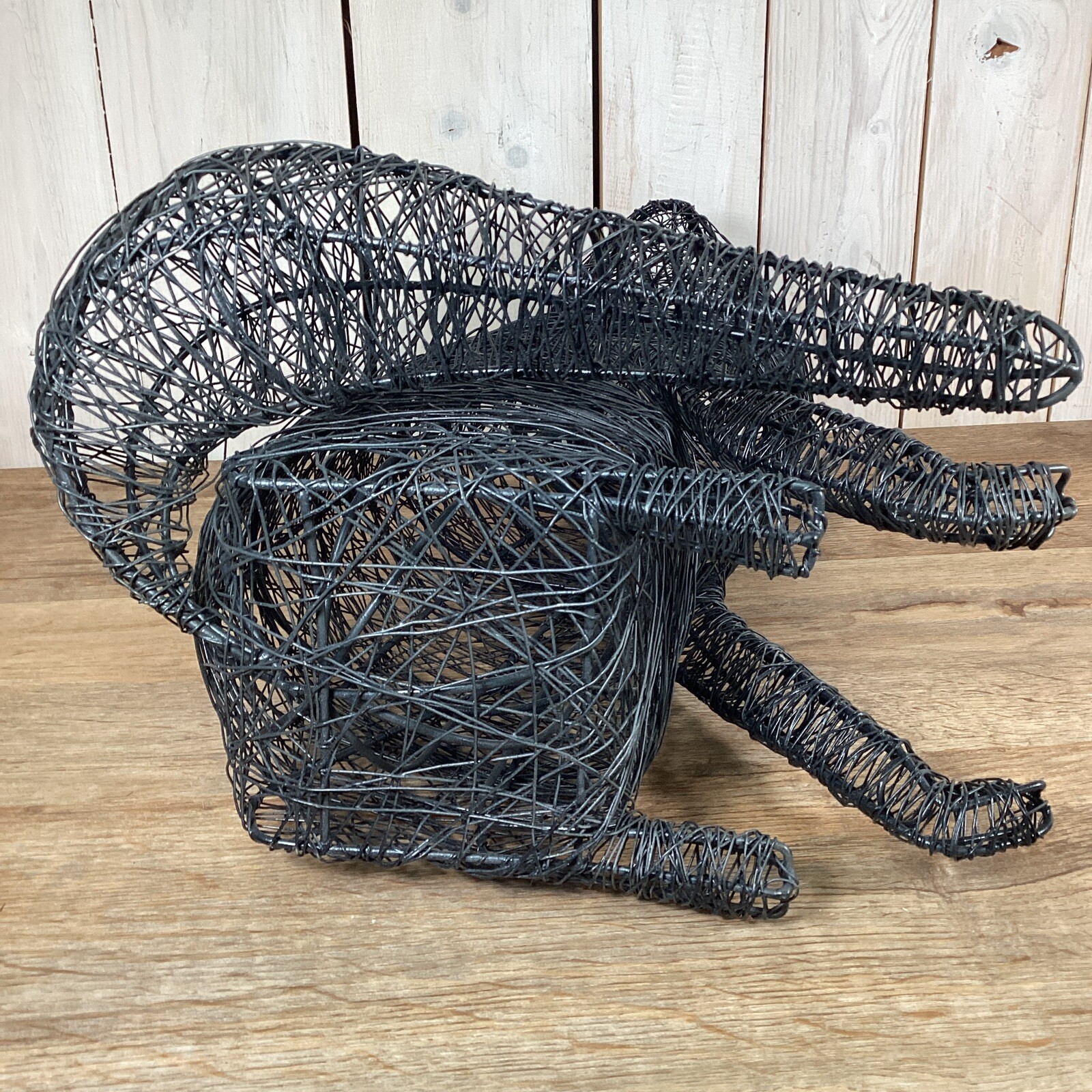 Contemporary Cat Or Fox Metal Wire Sculpture 18.5” Tall Modern Animal Art Decor