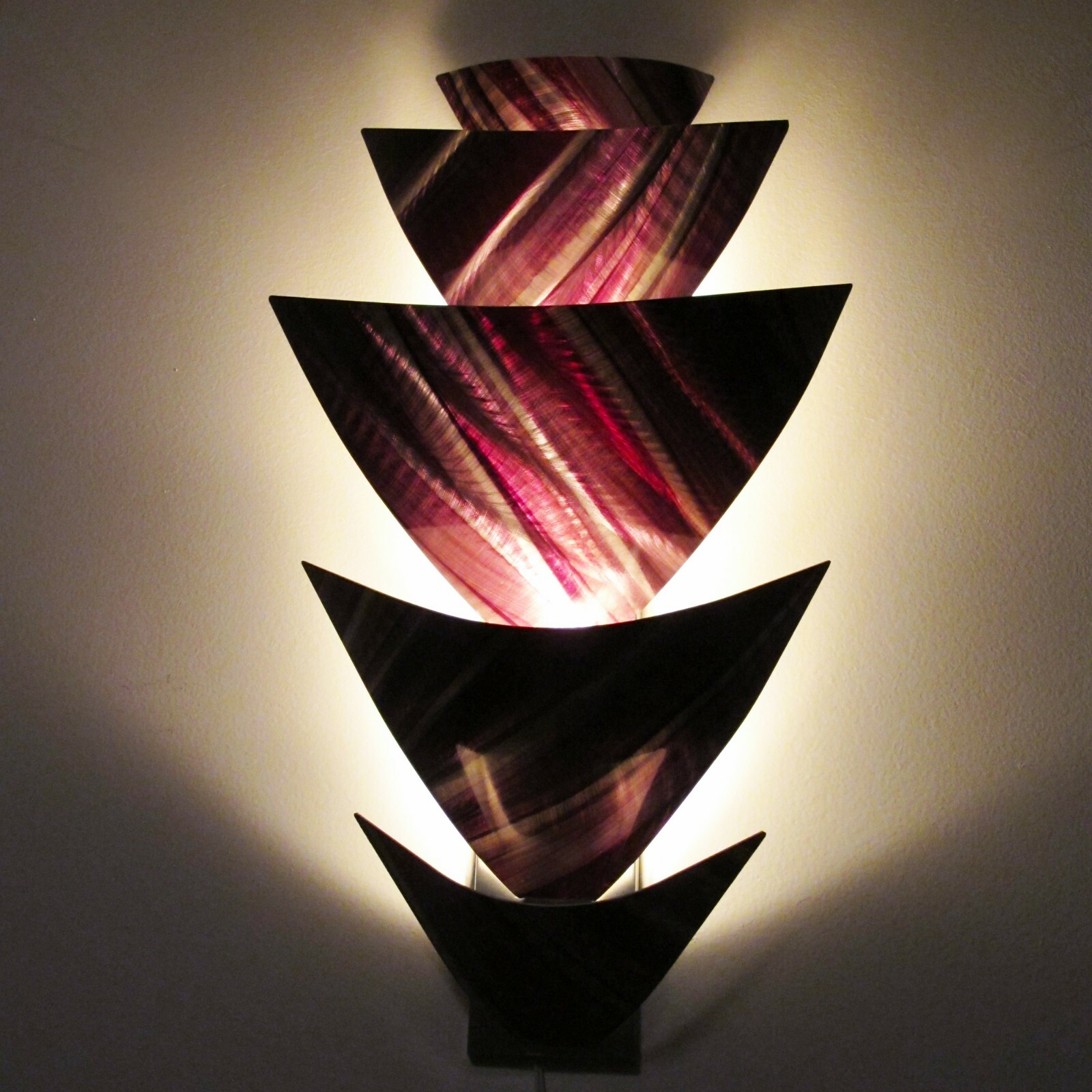 Metal Wall Art Torchiere Lamp Sculpture Home Decor Purple Modern Abstract LED
