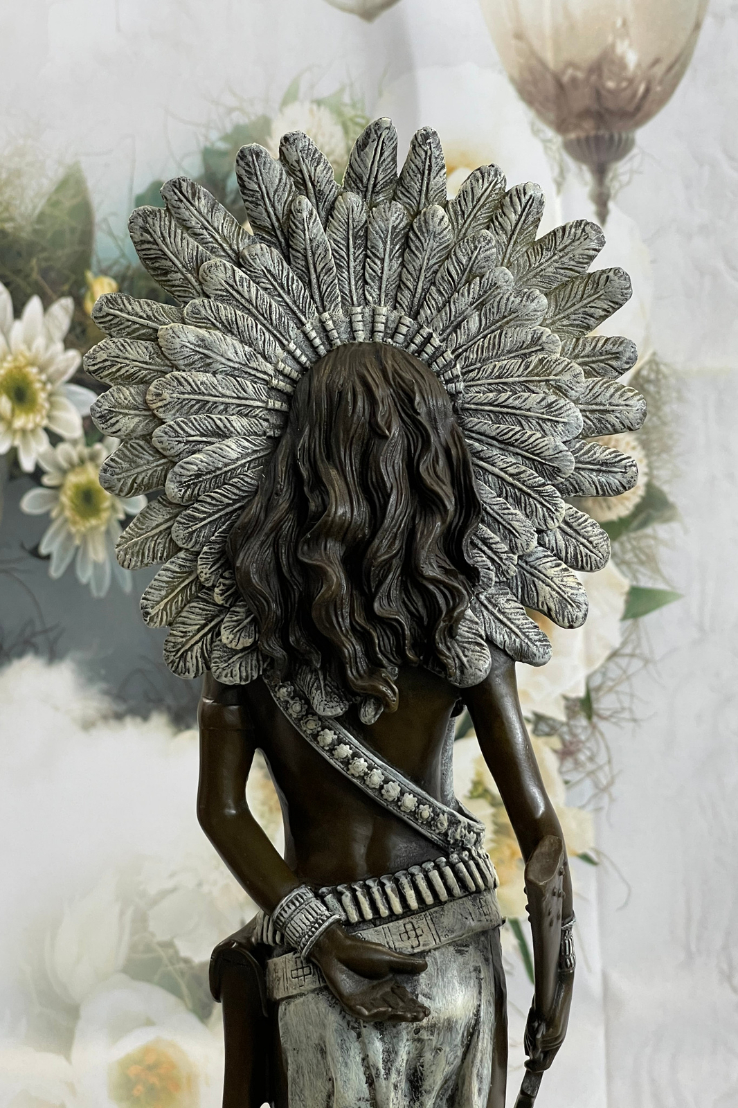 Signed American Indian Girl Bronze Figure Sculpture Statue Figurine Hot Cast Art