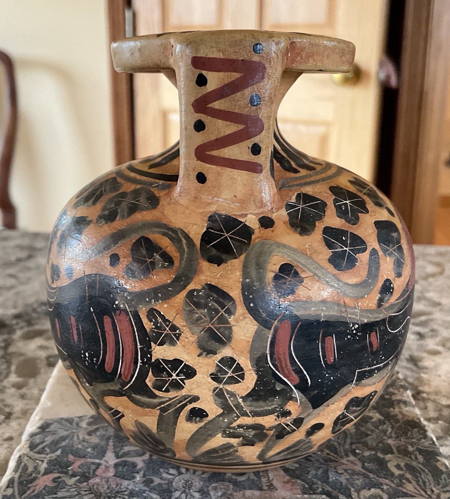 Grecian Corinthian Aryballos Museum Reproduction Ancient Greek Vessel