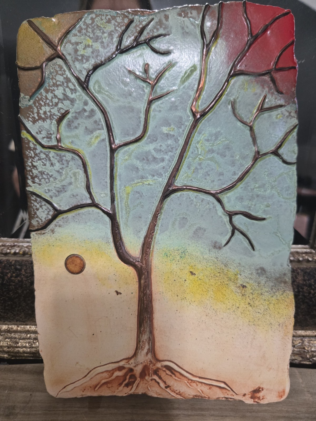 Dominique Blain Ceramic Sculpture Wall Plate « Tree Of Life” 2010. Artist Signed