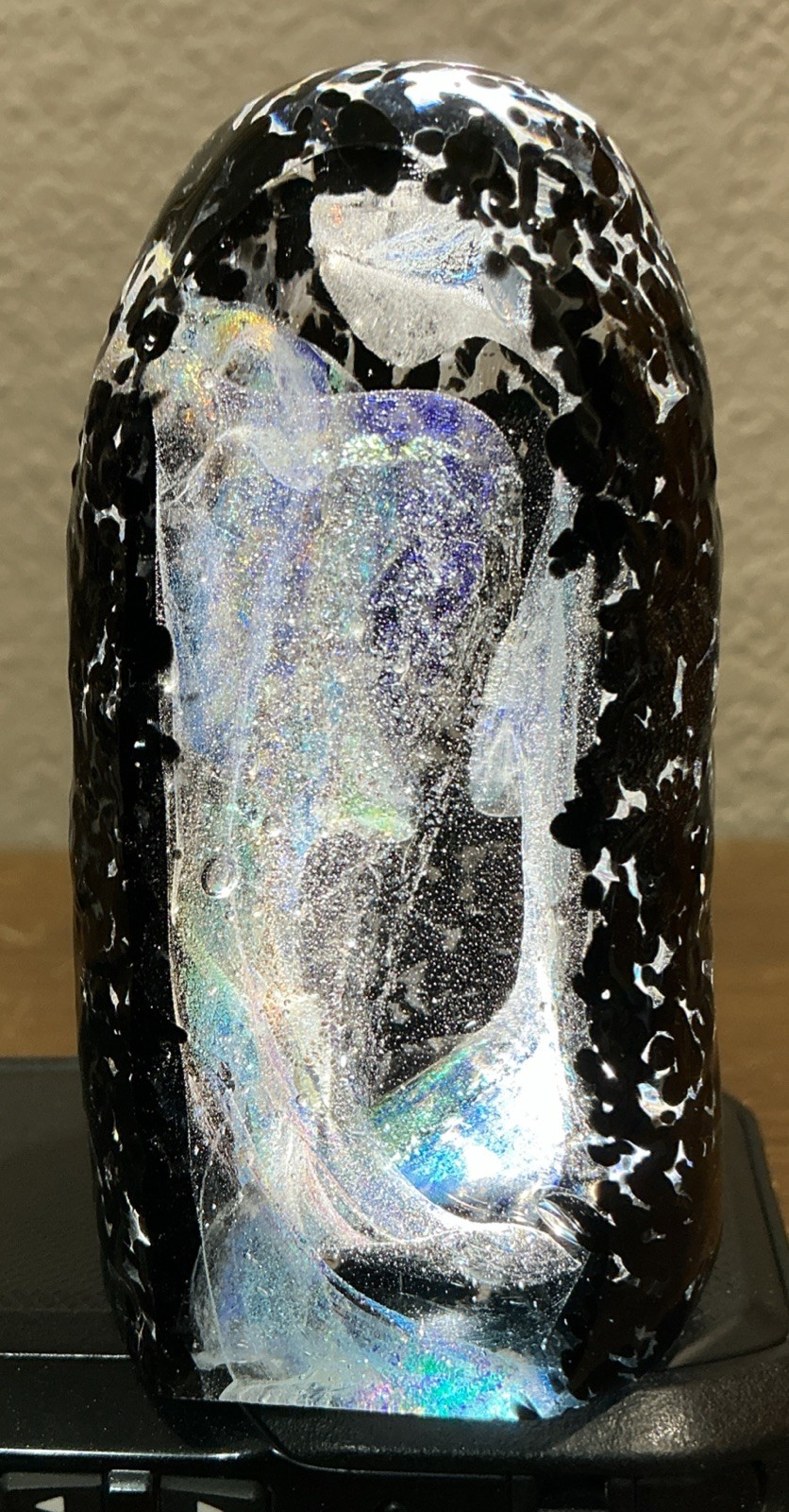 Vibrant 3.25” Dichroic Art Glass Nebula Sculpture Paper Wt. Multi Color Galaxy