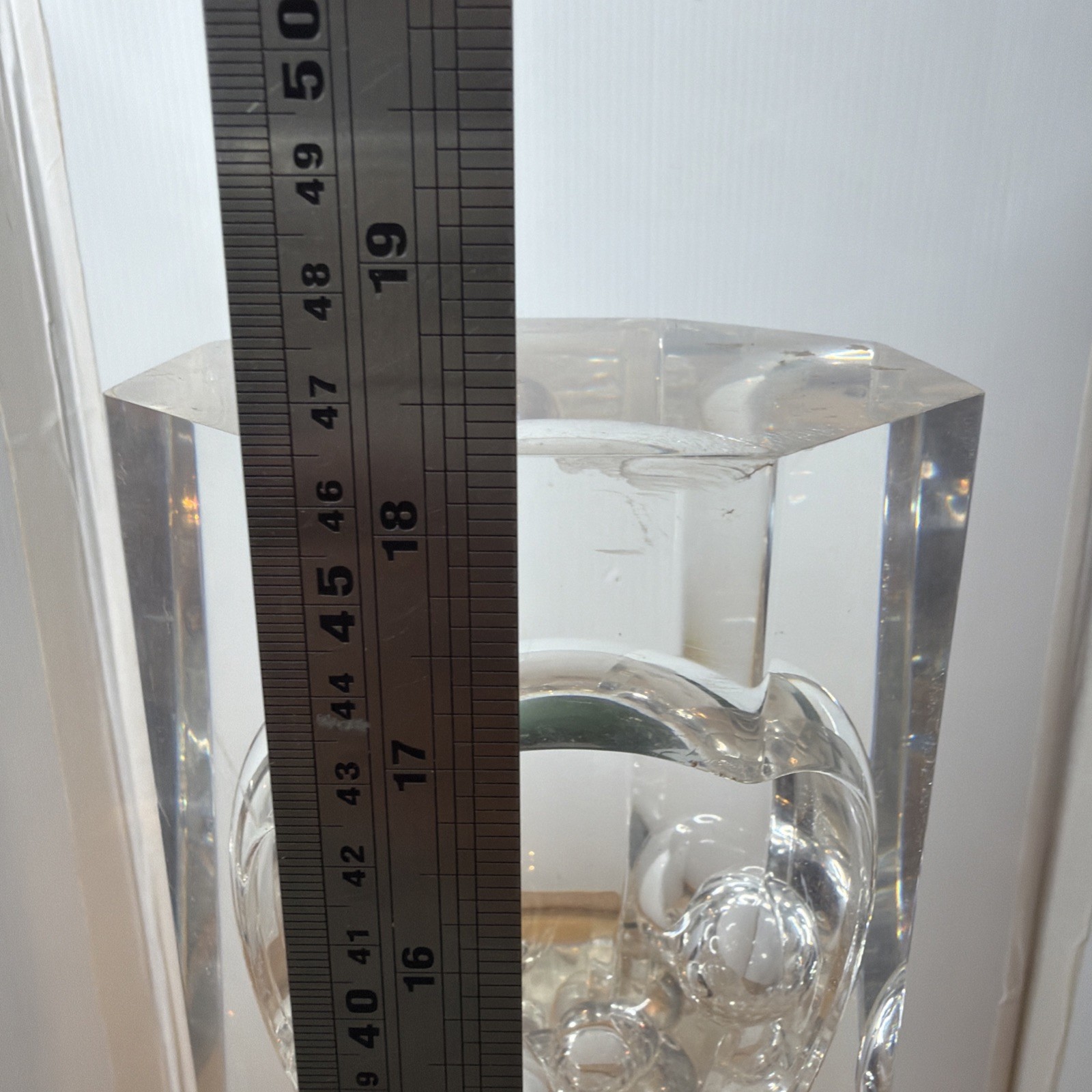 Vintage Mid Century Modern Lucite Bubble Sculpture 8-Sided Geometric Art