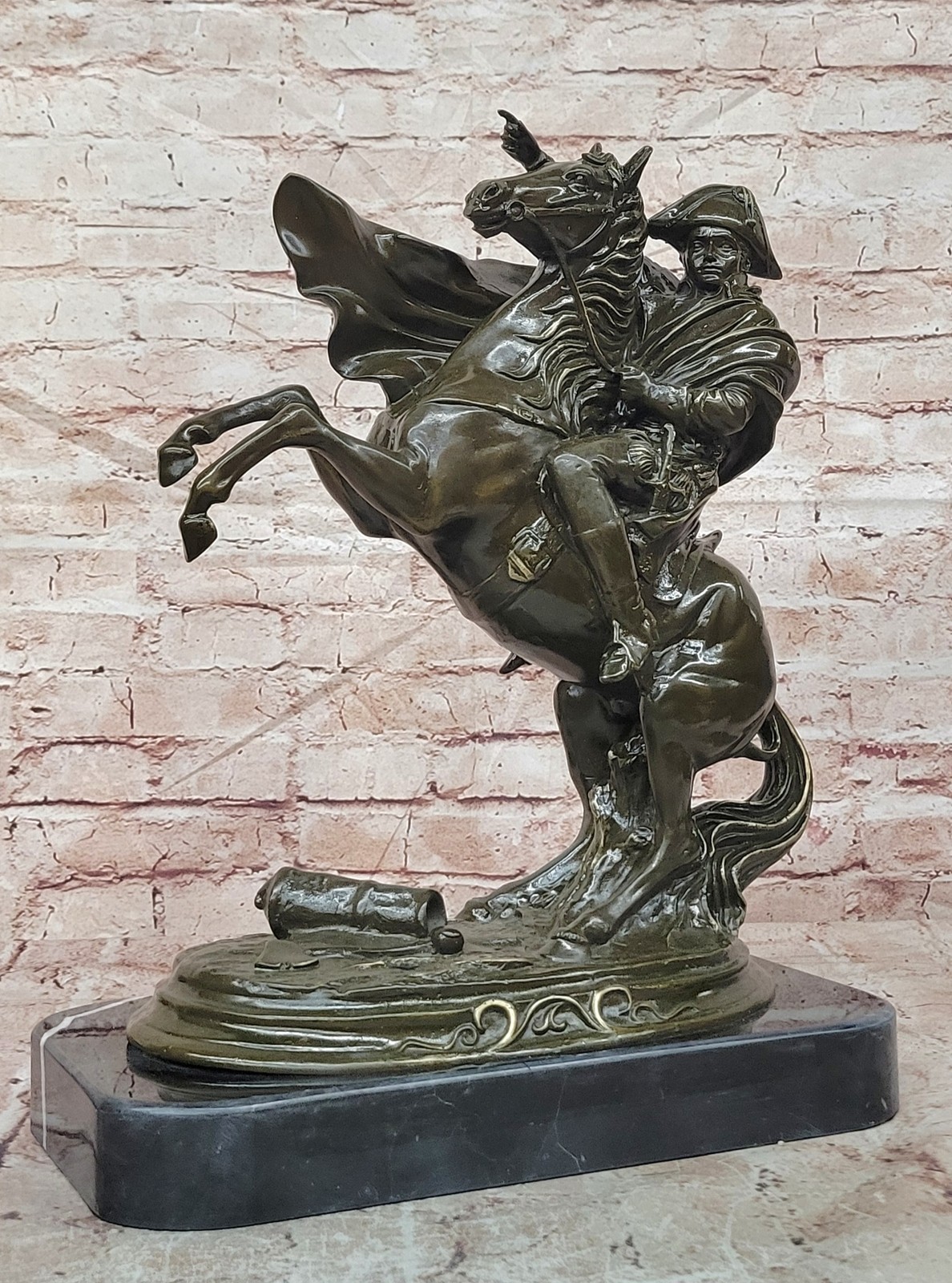 Signed Claude Bronze Equestrian Warrior Napoleon Sculpture Marble Base Statue