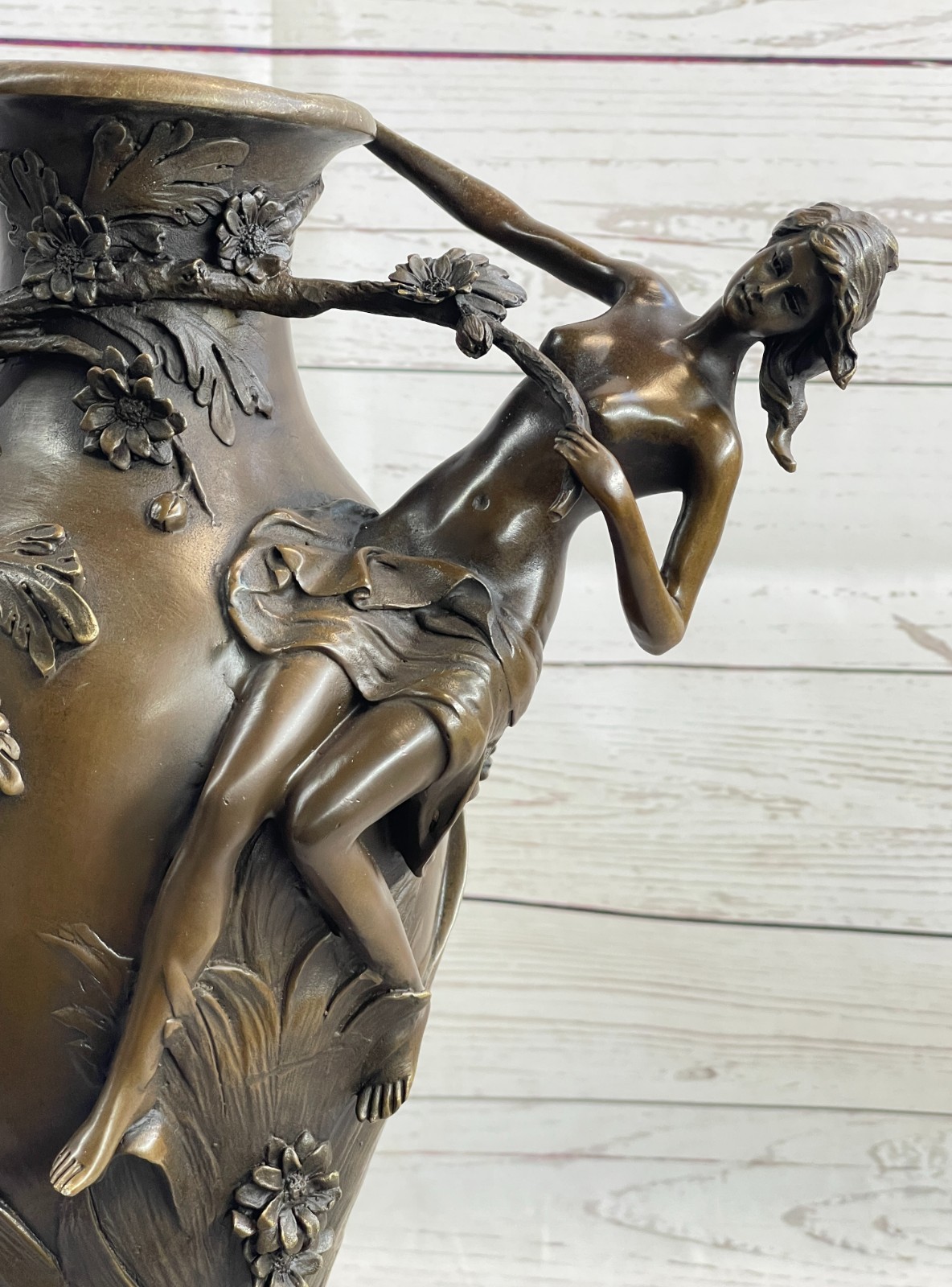 Signed ~Moreau~Sexy Girls Bronze Vase Statue Sculpture Figurine Art Figure Upda