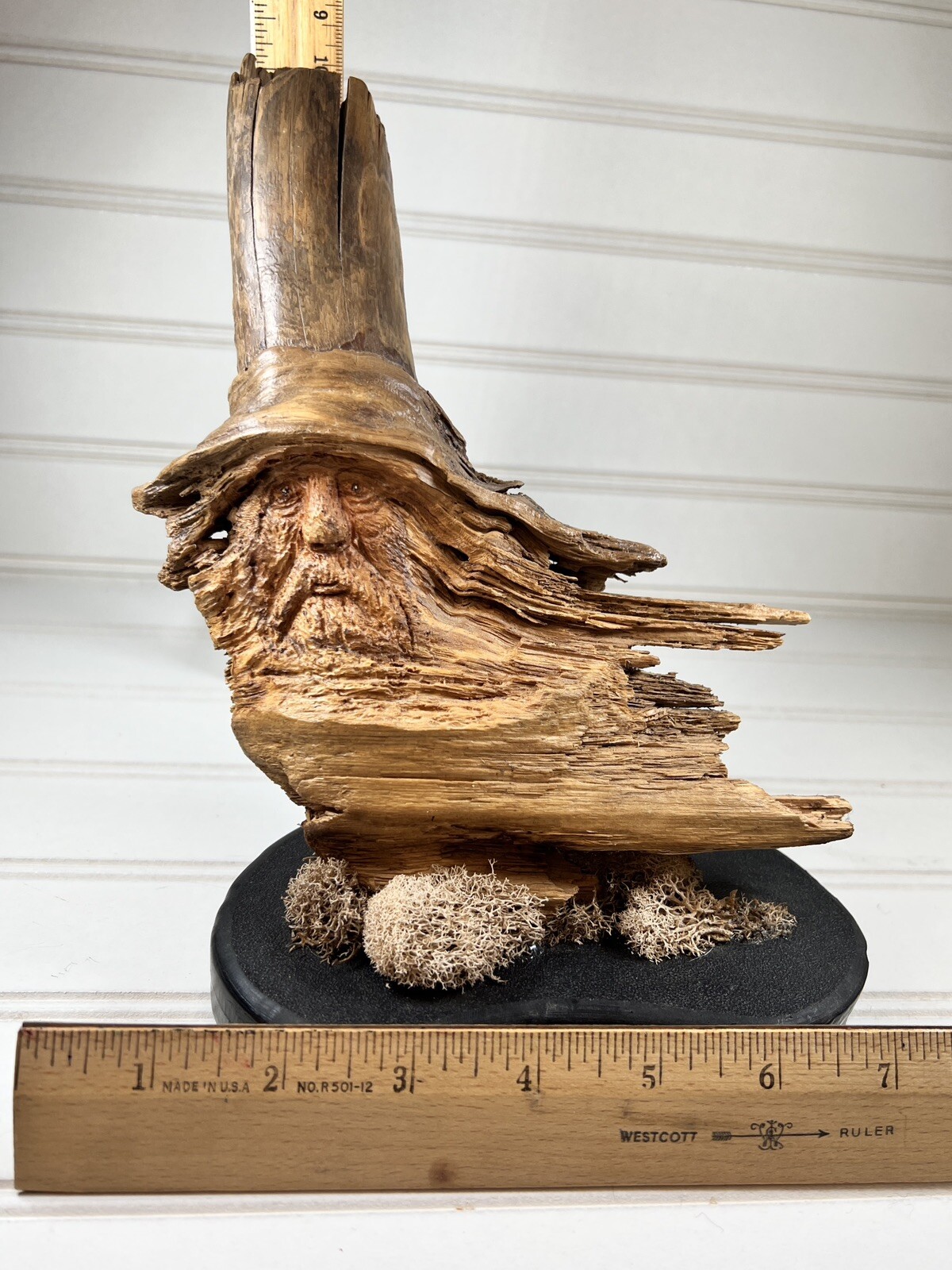 Driftwood Art Spirit Hand Carved Unique Face Home Decor Signed G OLSON 2018