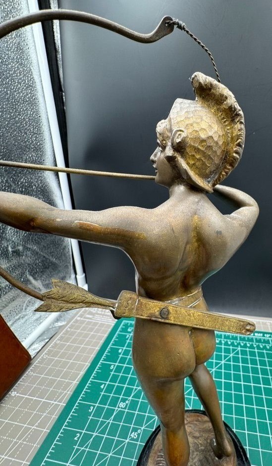 Vintage Bronze Sculpture Diana Huntress Spiro Schwatenberg Signed Figural Bow