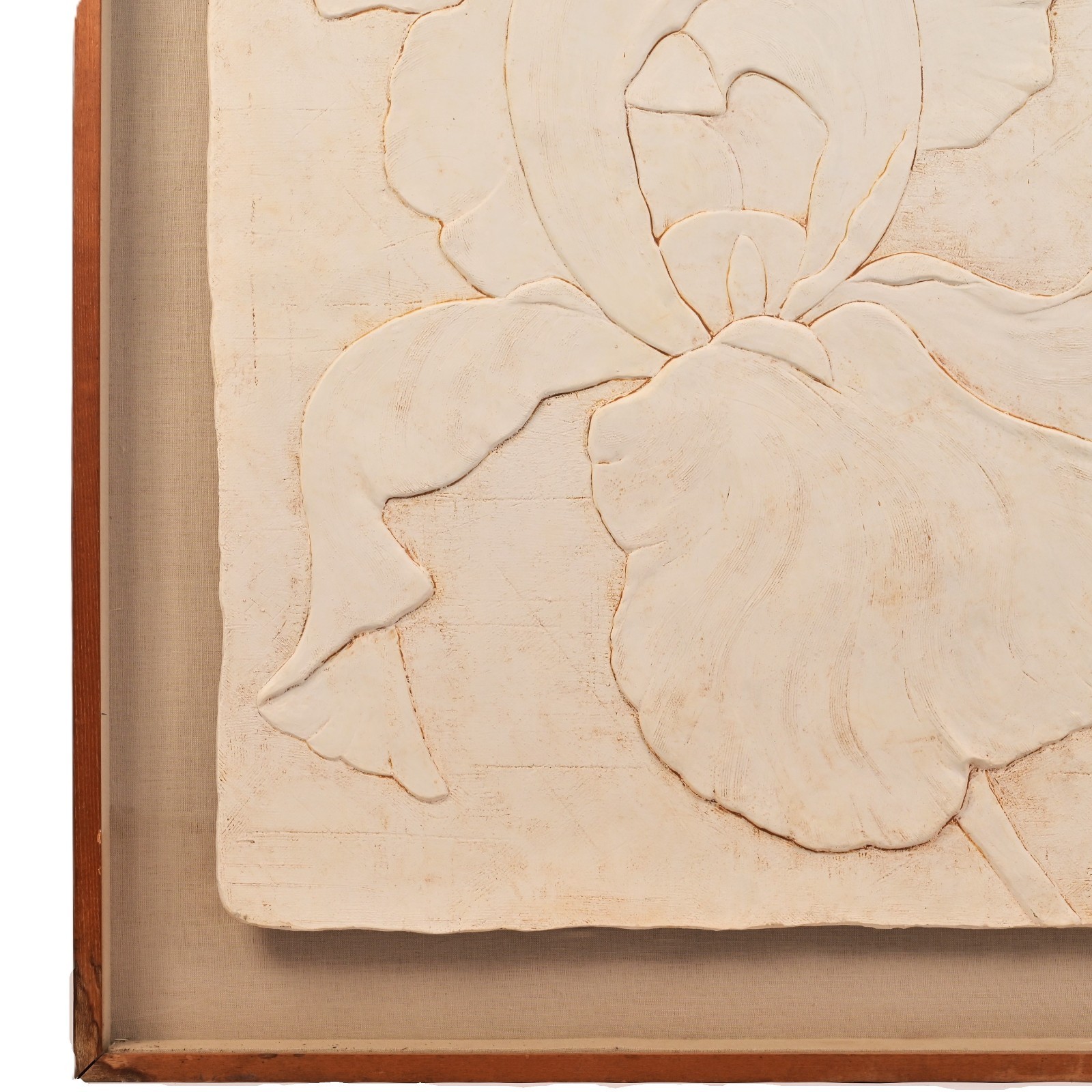 BRIONI Original Vintage Signed Bas Relief Plaster Wall Sculpture Floral Painting