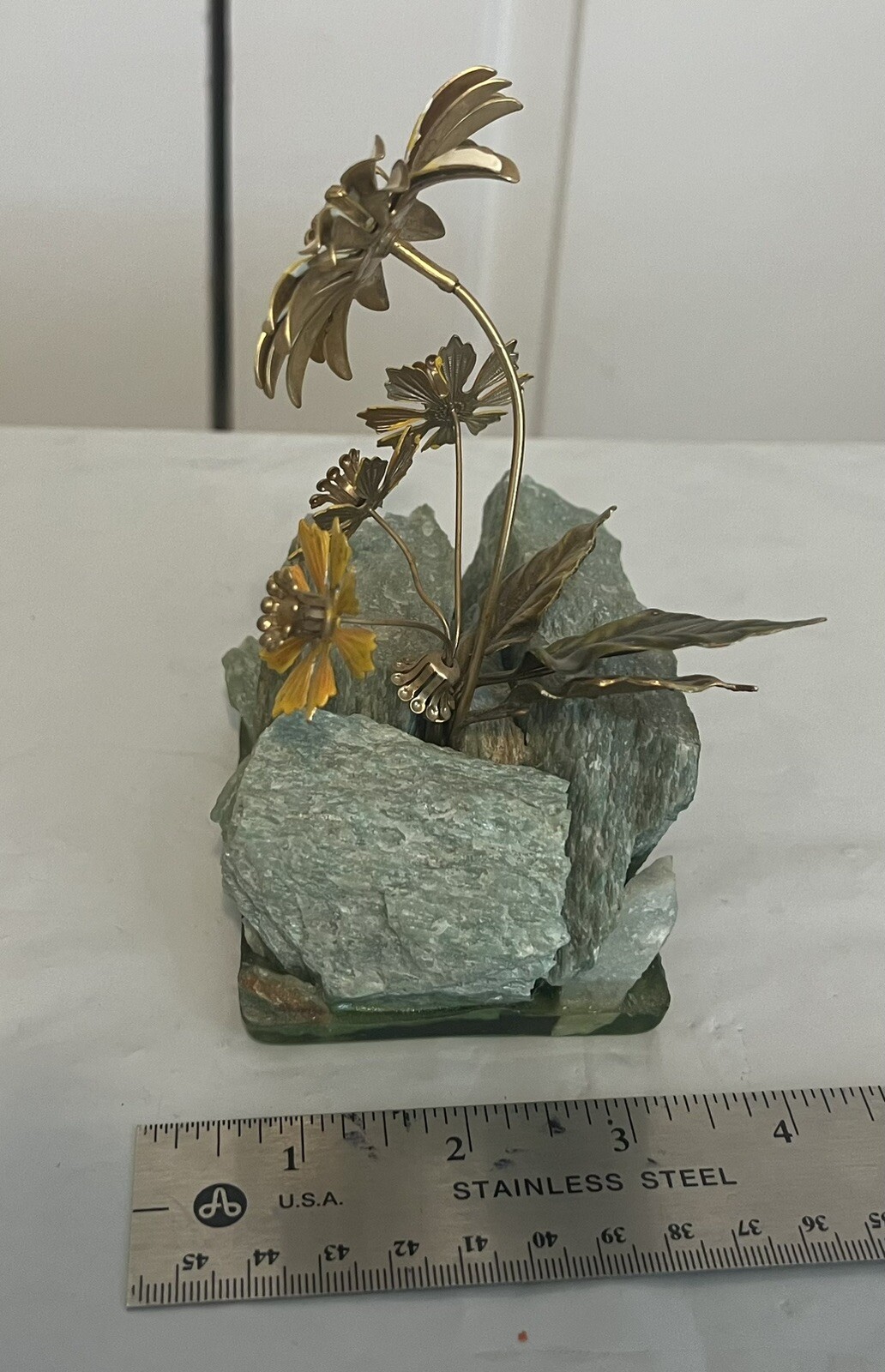 FRANK MOSSE Stone Rock Enameled Flowers Aggregate MCM Vintage