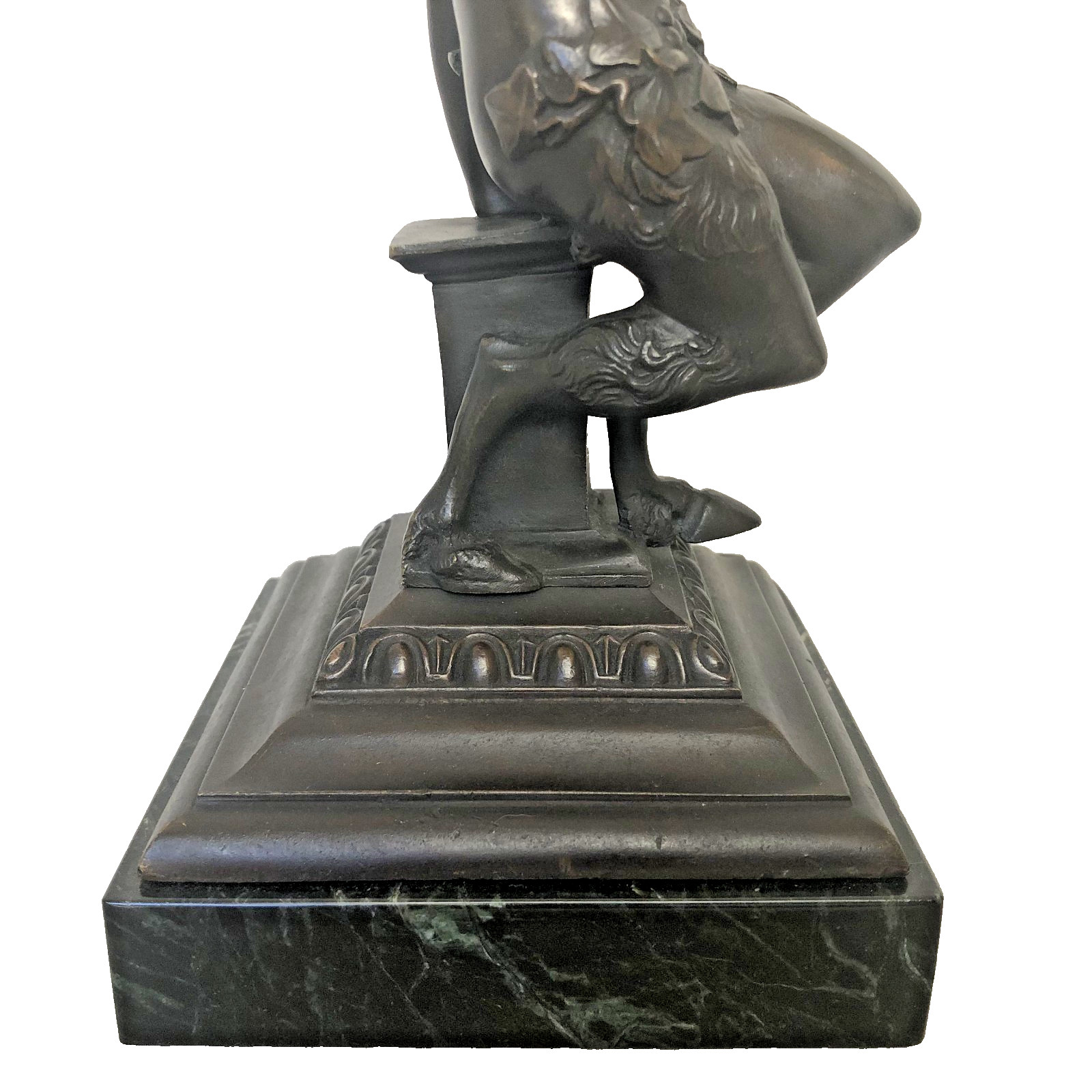 Antique Pare of Patinated Bronze Sculptures of the Satyr and Satyress on Marble.