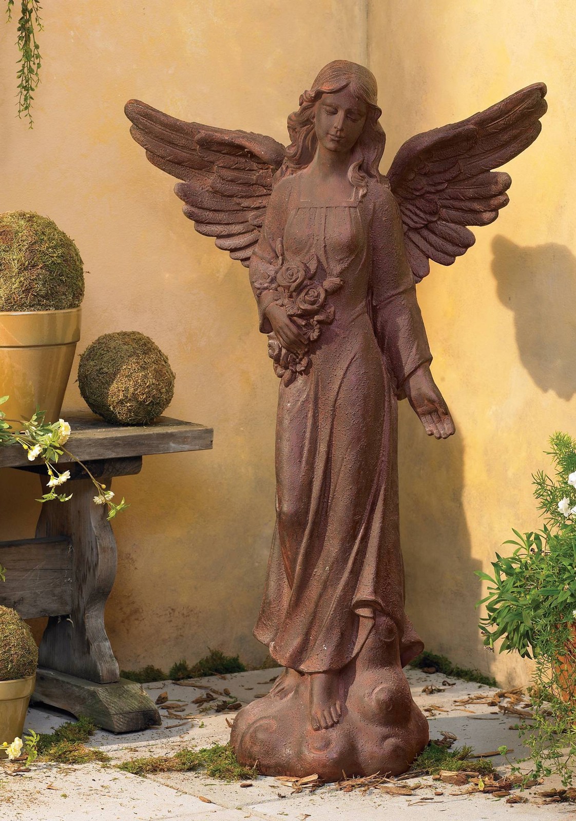 Outdoor Statue 41 1/2&Prime; High English Tudor Angel for Yard Garden Patio Deck Home