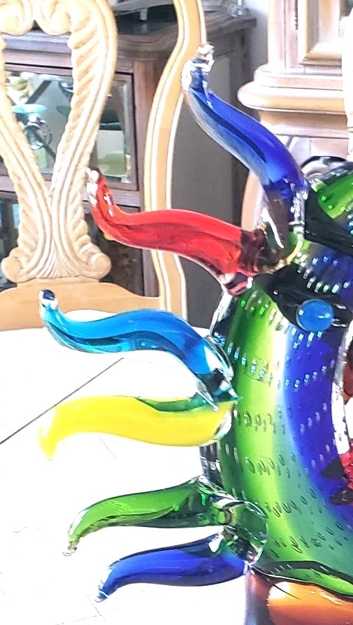 Whimsical 16&Prime; TALL MULTI COLOR MOON RAYS FACE SCULPTURE – STUDIO GLASS ART