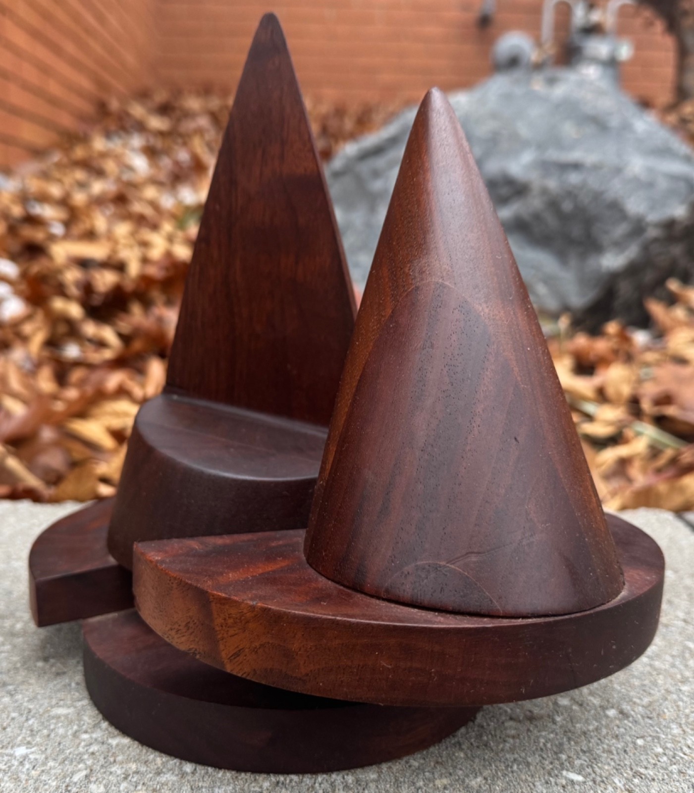 Vintage MCM 1960s Carved Wood Shapes Sculpture Mid Century Modern Stacked