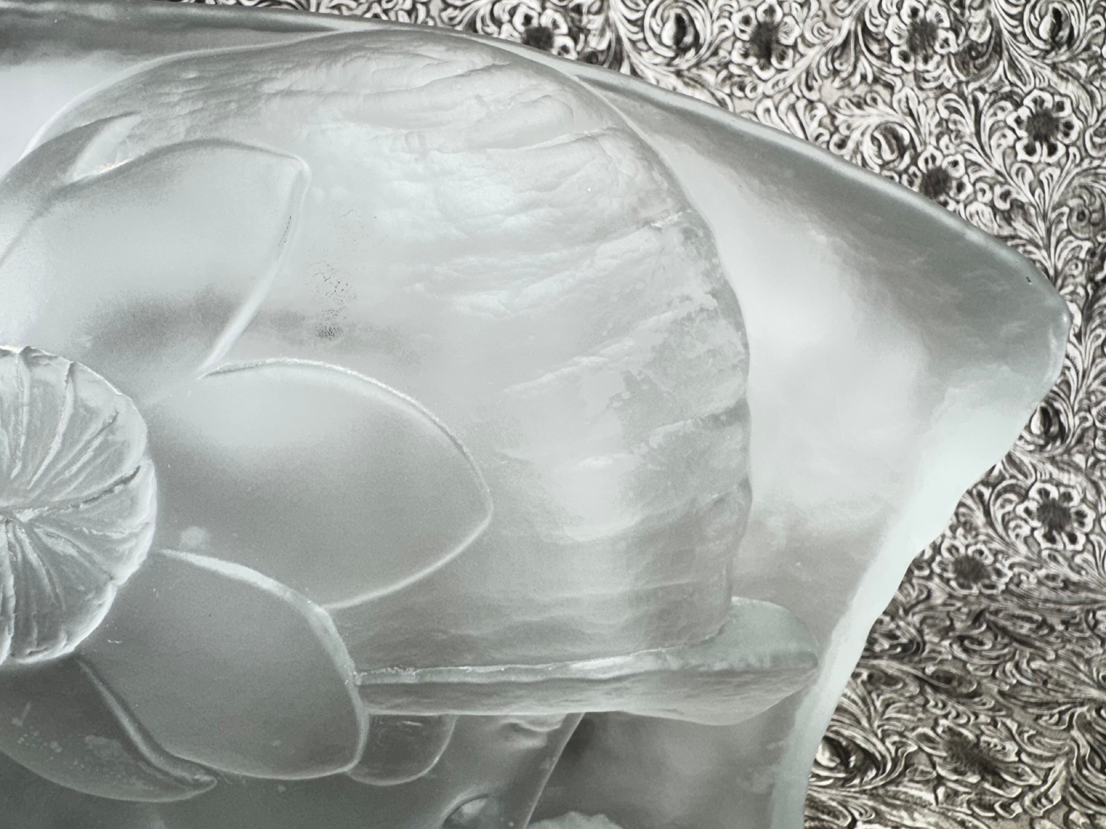 Art Deco Frosted Glass Art Sculpture Beth Weissman 1920s Woman Roses Lalique