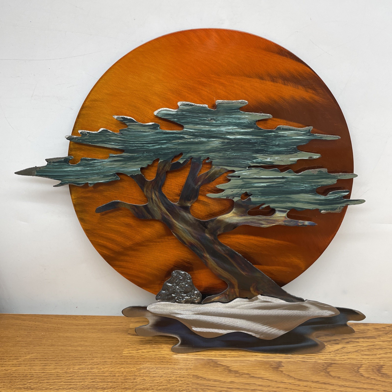 “Cypress Sunset » by Steel Dreams One of a Kind Recycled Steel Sculpture 14” Tall