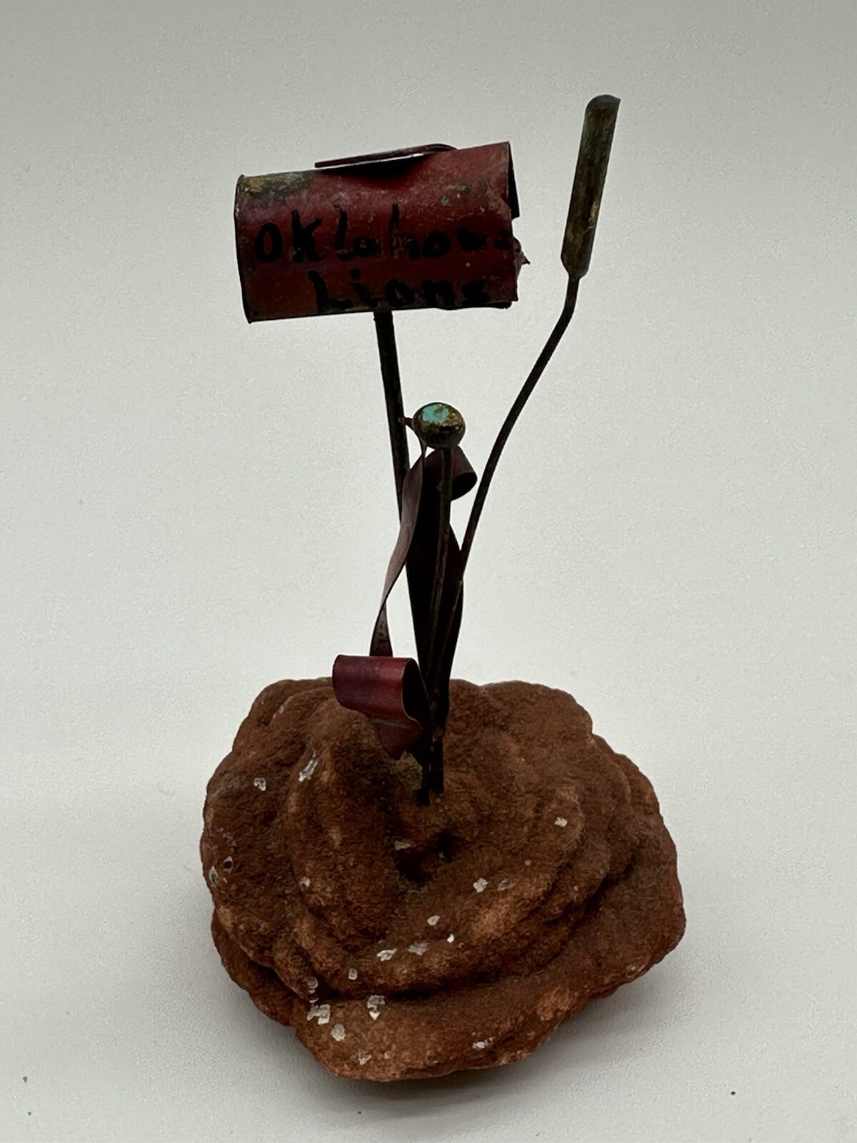 Metal Sculpture Mail Box Oklahoma Rose Rock Brutalist Folk Art