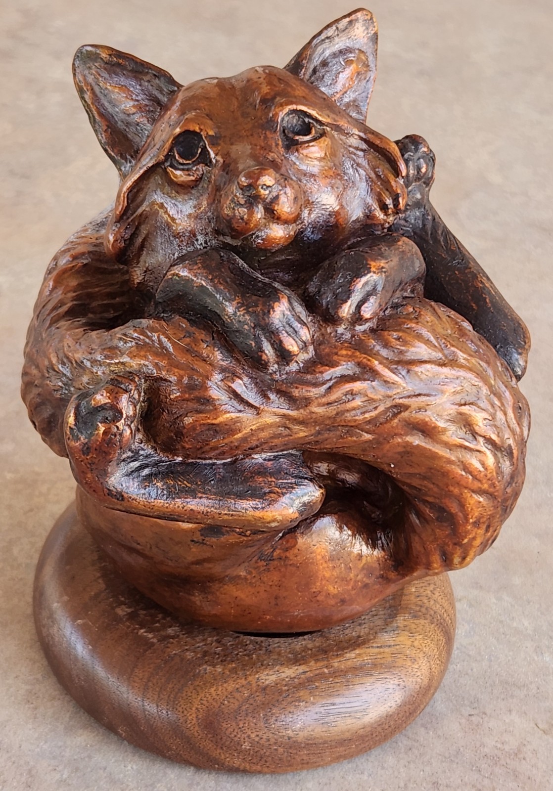 Fox Knot Bronze Sculpture By C. Knapp 11/150