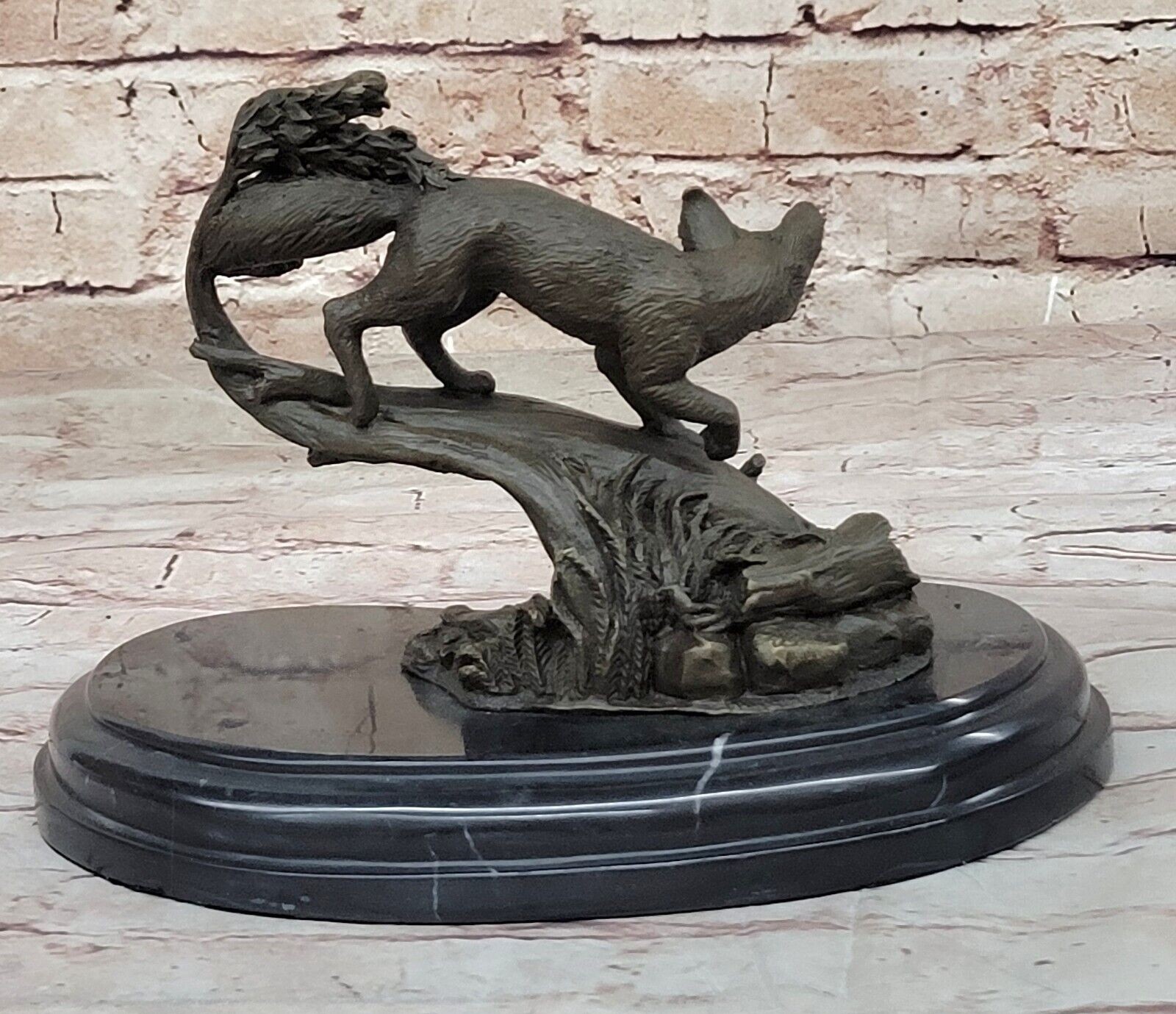 Fox Bronze on Prowl Garden Outdoor Lawn Sculpture made by Lost Wax Method
