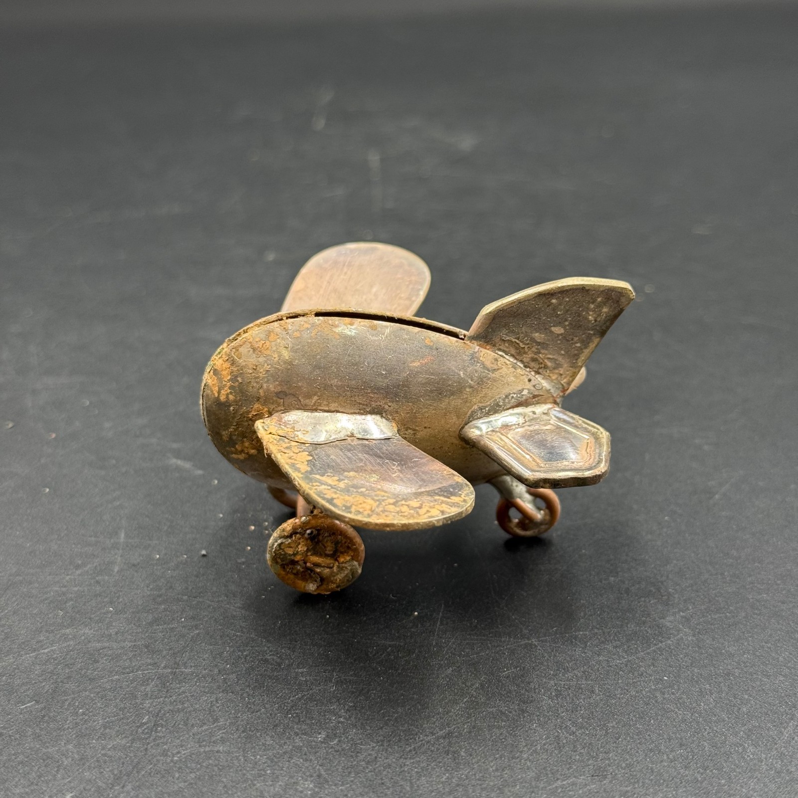 Vintage Handmade Model Airplane Metal Sculpture