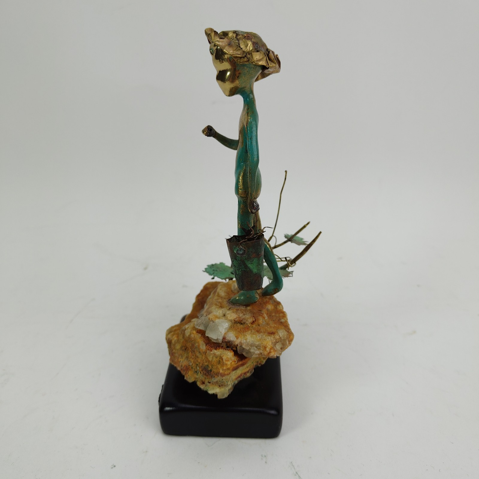 Malcolm Moran Bronze Sculpture Fishing Boy Figurine Signed MCM Art Vintage 1972
