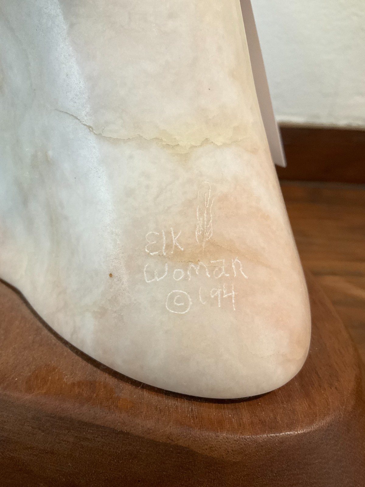 Large Alabaster Wrapped Woman Carved Native American Sculpture artist Elk Woman