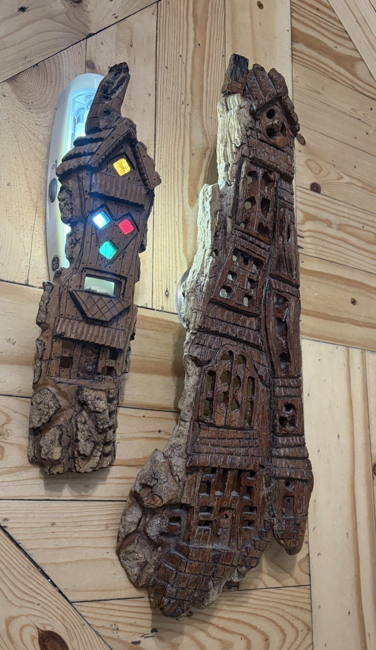 SALE!! VTG Wood BARK Carved Wall Art BY “SALTY” Of AZ!! Intricate OOAK!! Set(2)