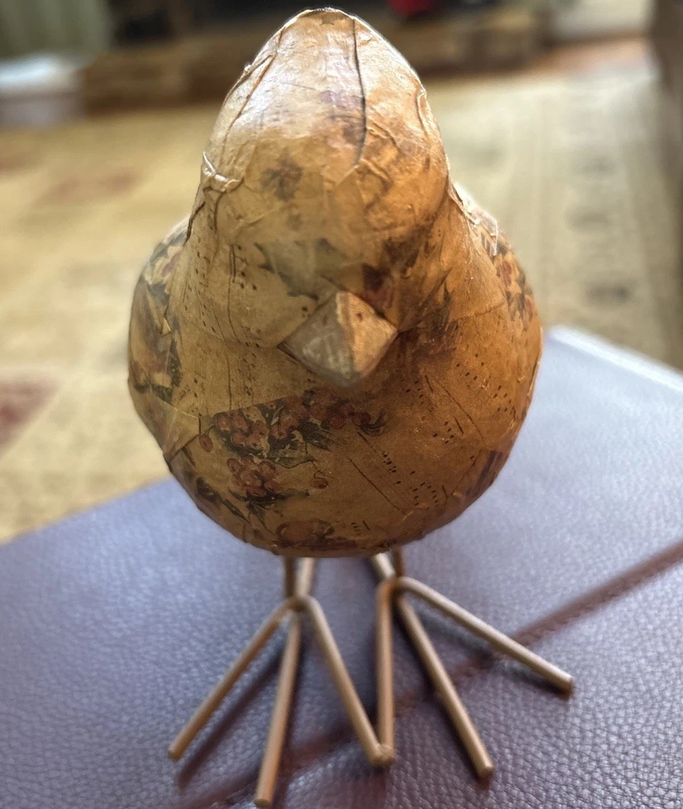Folk Art Paper Mâché Bird Sculpture Excellent Condition, Unique