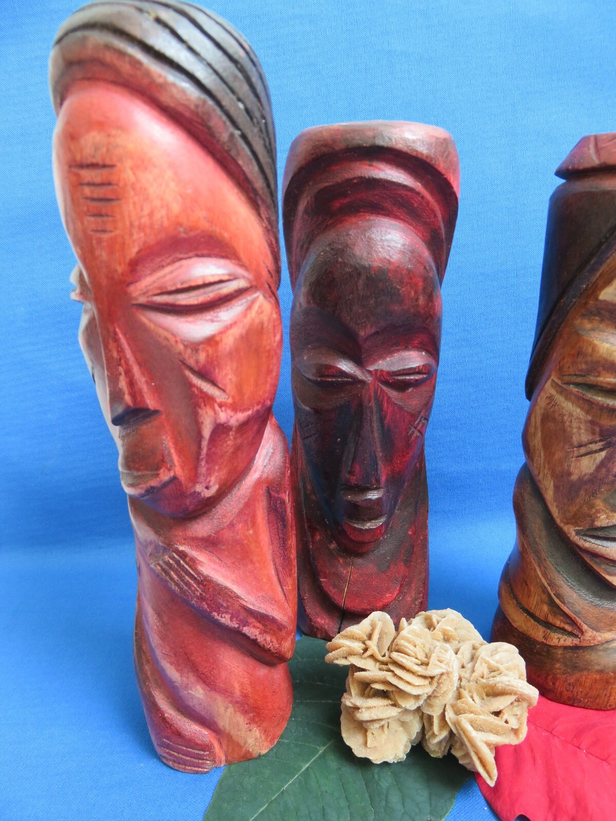 CONGO Carving SCULPTURES AFRICAN LOT OF 3 FREE STANDING Ethnic Art