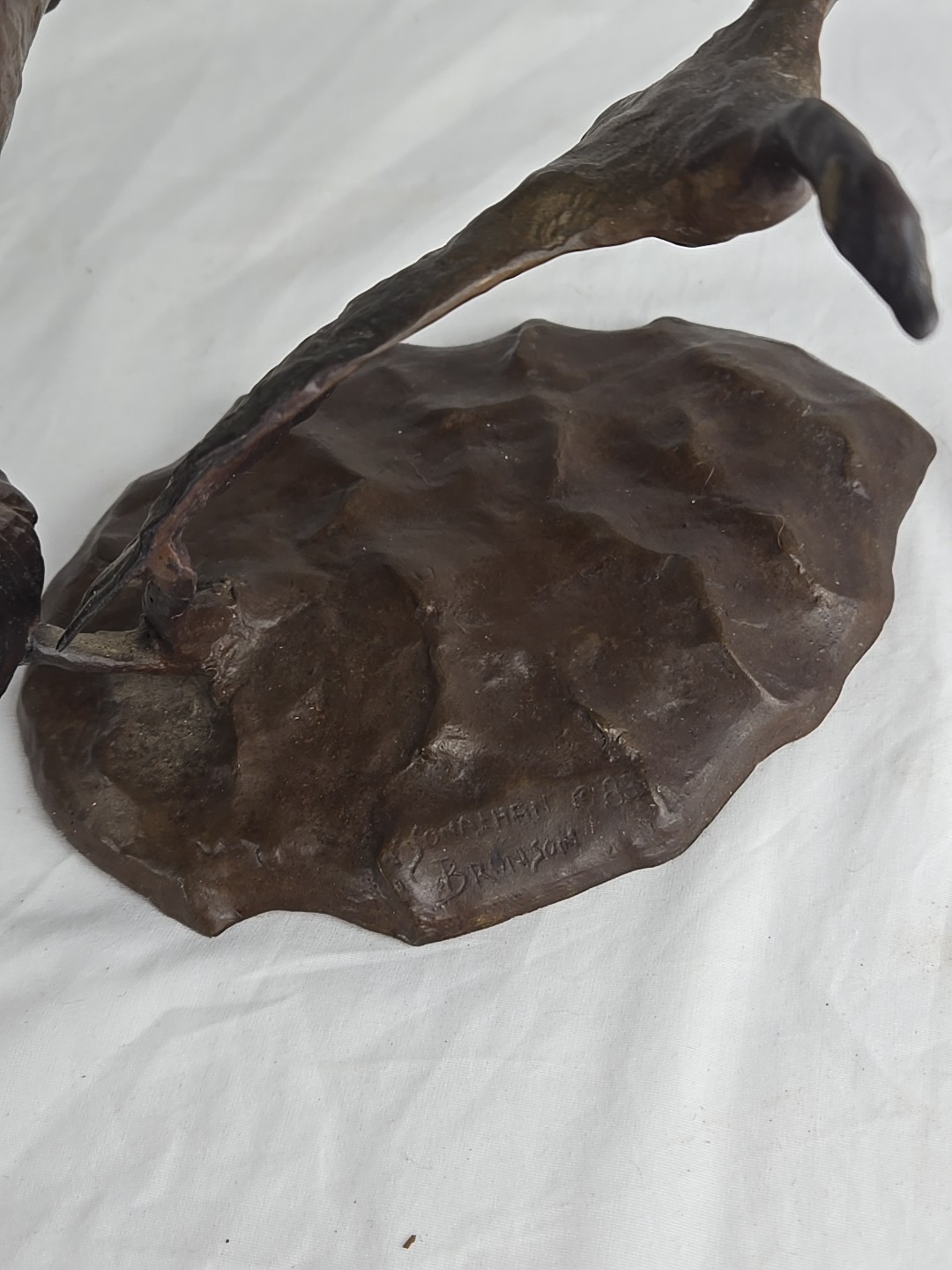 1983 Bronze Sculpture by Jonathan Bronson, « Autumn Flight » Canada Geese Flying
