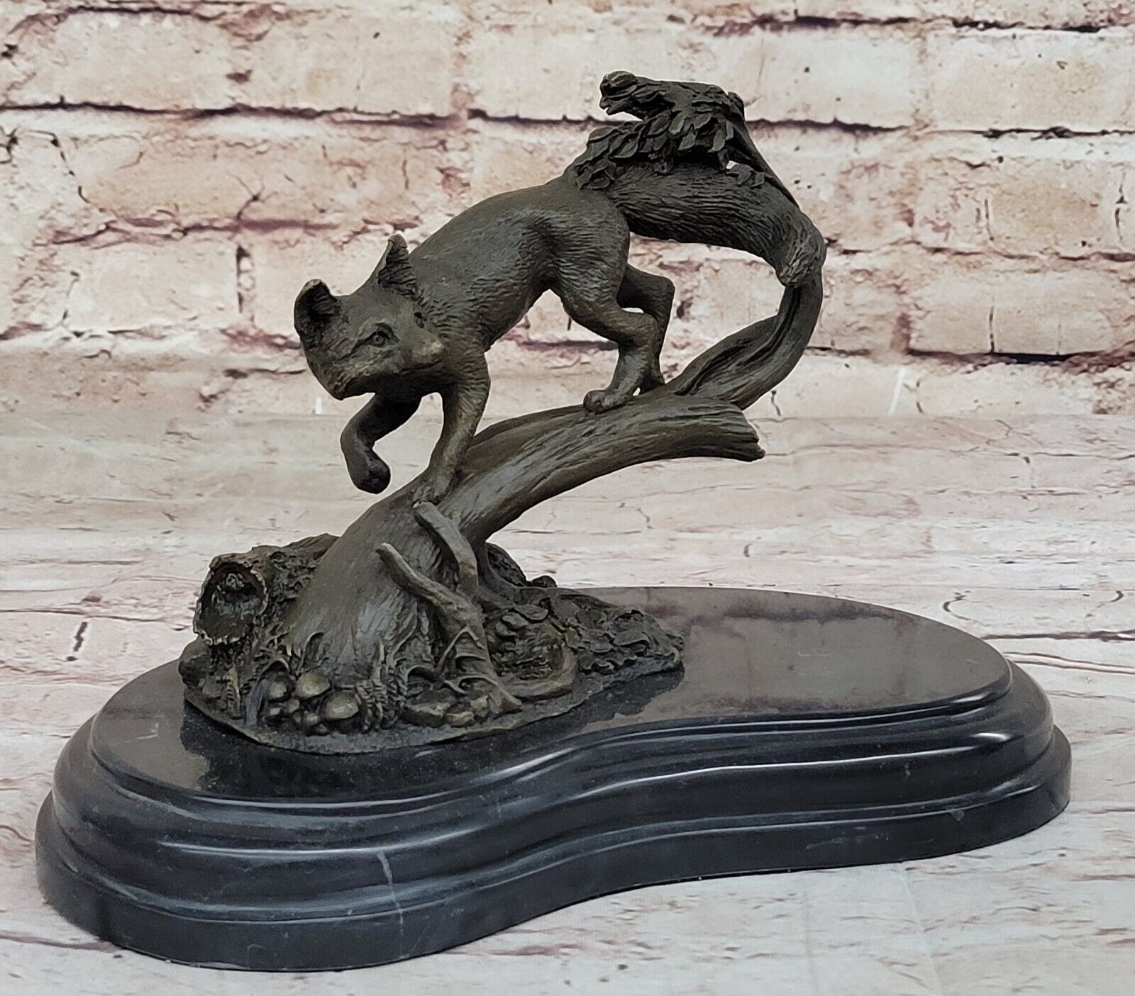 Fox Bronze on Prowl Garden Outdoor Lawn Sculpture made by Lost Wax Method