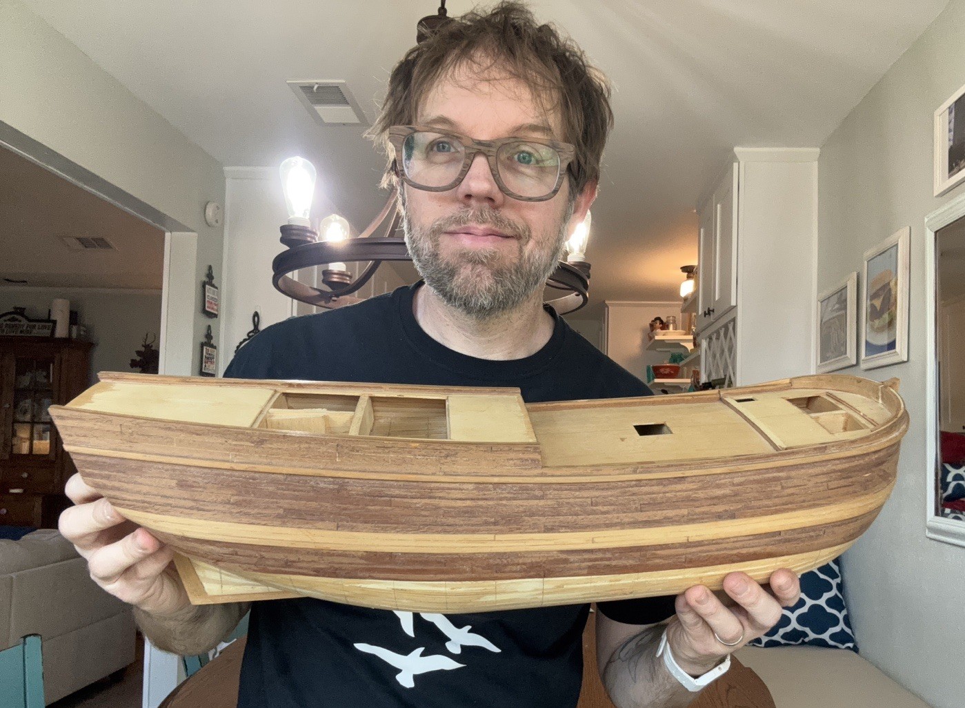 Vintage Folk Art Noah’s Ark Handmade Wooden Large 19” MCM 1960’s 70’s Boat Ship