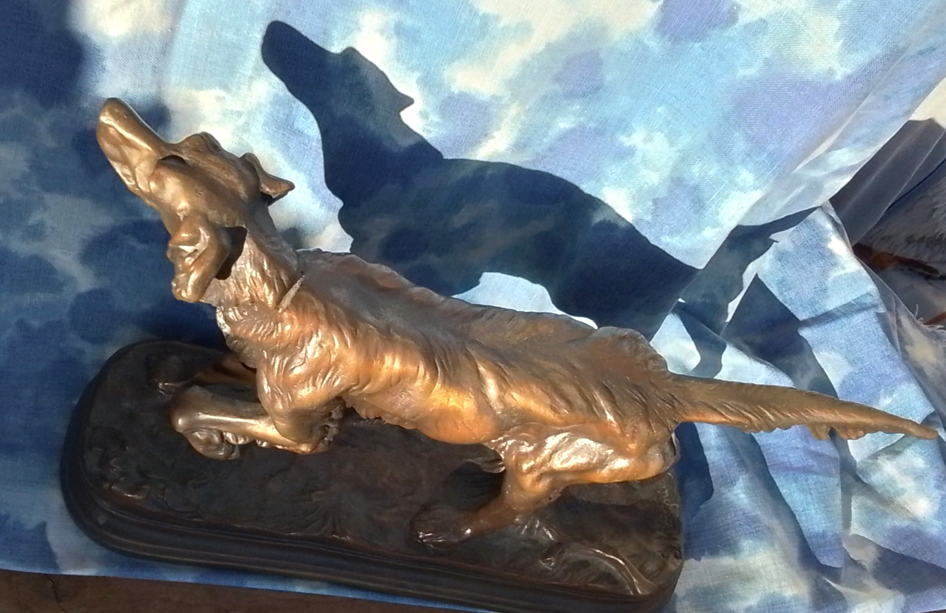 France 19thC. BRONZE ♧ HUNTING DOG « On Point » Jules MOIGNIEZ